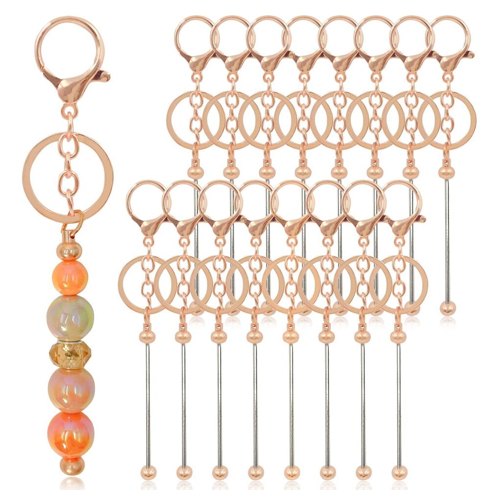5526 28 Pcs Beadable Keychain Bars - Keychain Making Kit Bulk - Metal